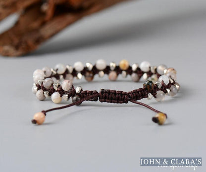 Handmade Natural Jasper Gemstone Braided Bracelet