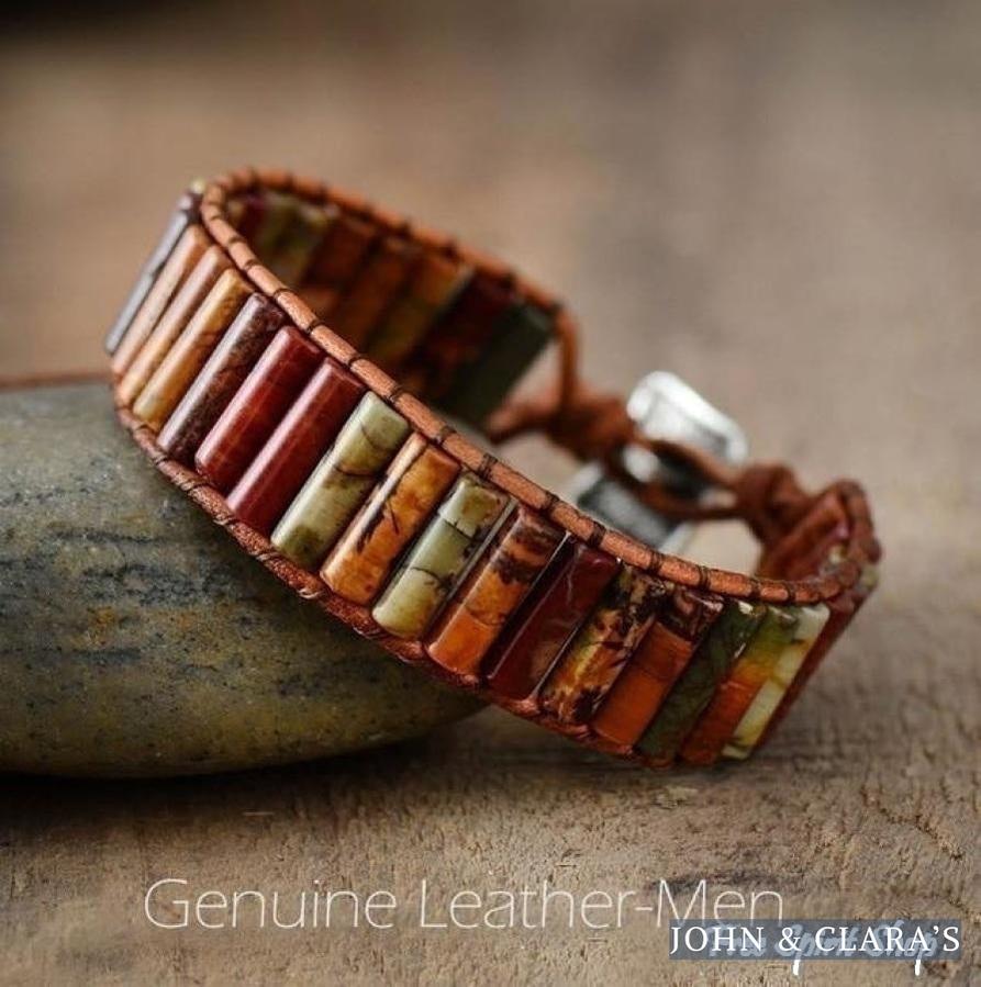 Handmade Natural Jasper Tube Wrap Bracelet