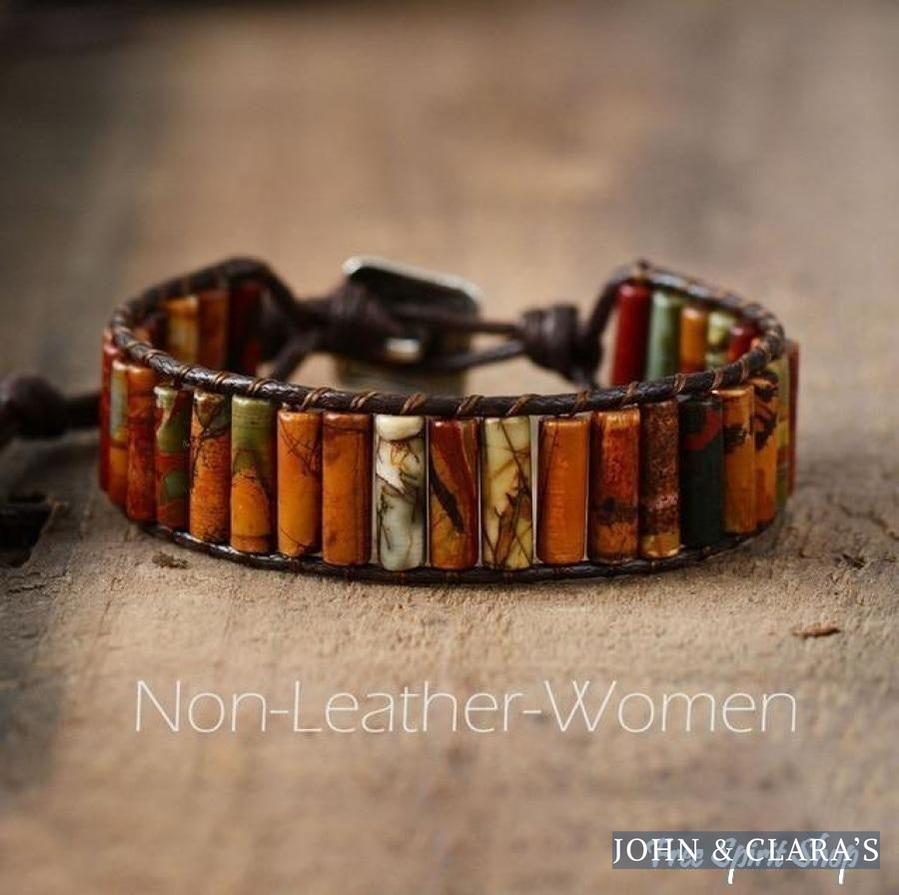 Handmade Natural Jasper Tube Wrap Bracelet