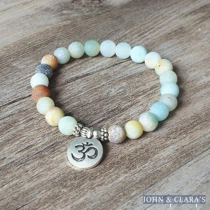 Natural Matte Amazonite Stone Bead Bracelet