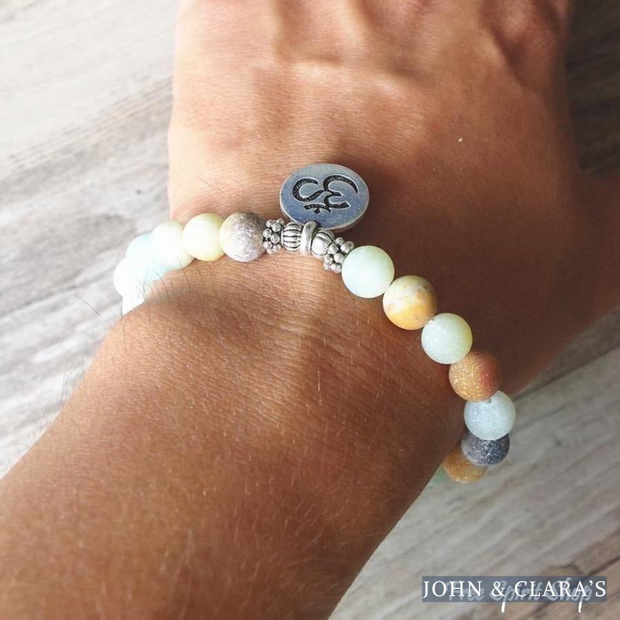Natural Matte Amazonite Stone Bead Bracelet