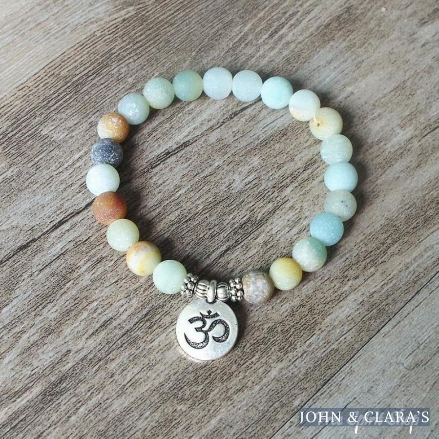 Natural Matte Amazonite Stone Bead Bracelet