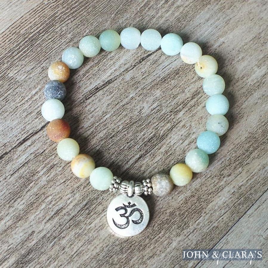 Natural Matte Amazonite Stone Bead Bracelet