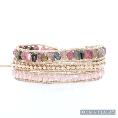 Handmade Natural Pink Tourmaline Wrap Bracelet