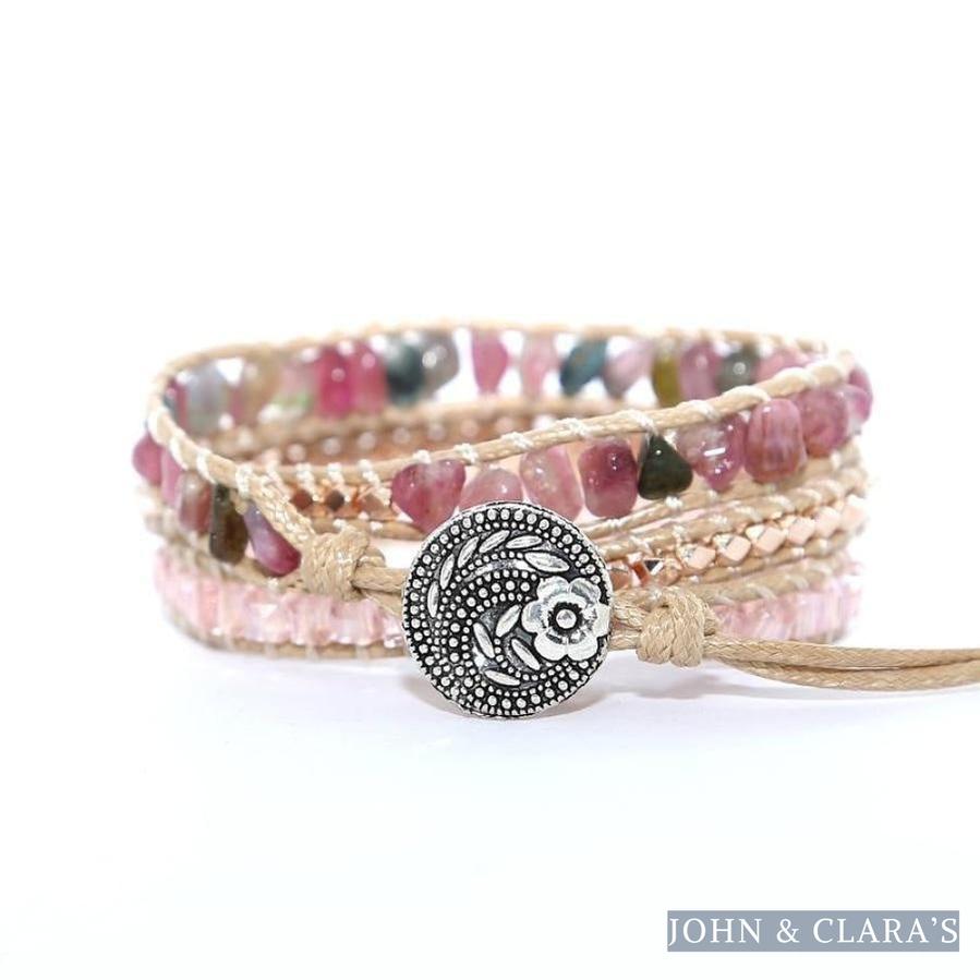 Handmade Natural Pink Tourmaline Wrap Bracelet