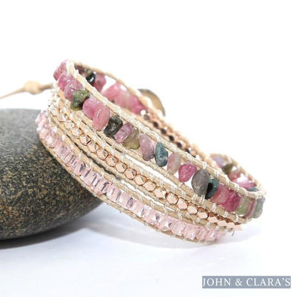 Handmade Natural Pink Tourmaline Wrap Bracelet