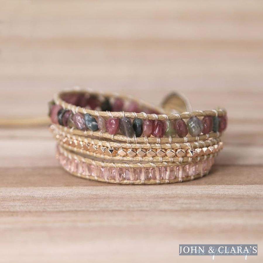 Handmade Natural Pink Tourmaline Wrap Bracelet