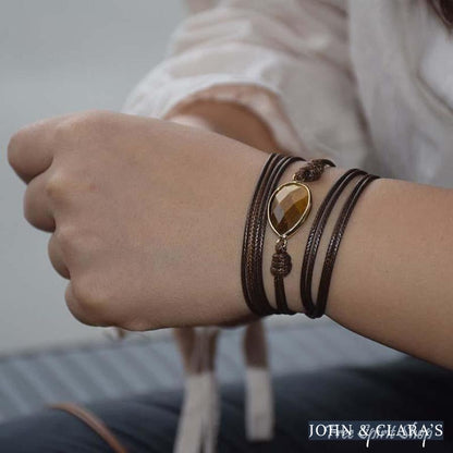 Handmade Natural Tiger Eye Gemstone Wrap Bracelet