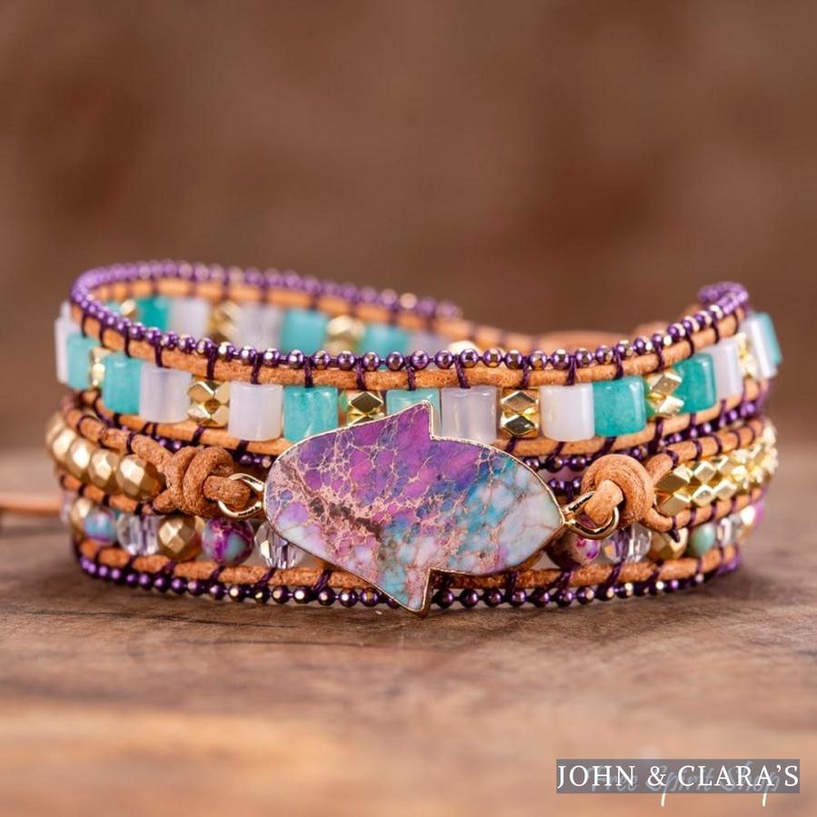 Handmade Purple Hamsa Hand Wrap Bracelet