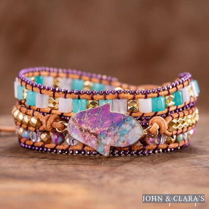Handmade Purple Hamsa Hand Wrap Bracelet