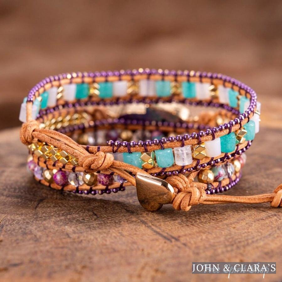 Handmade Purple Hamsa Hand Wrap Bracelet
