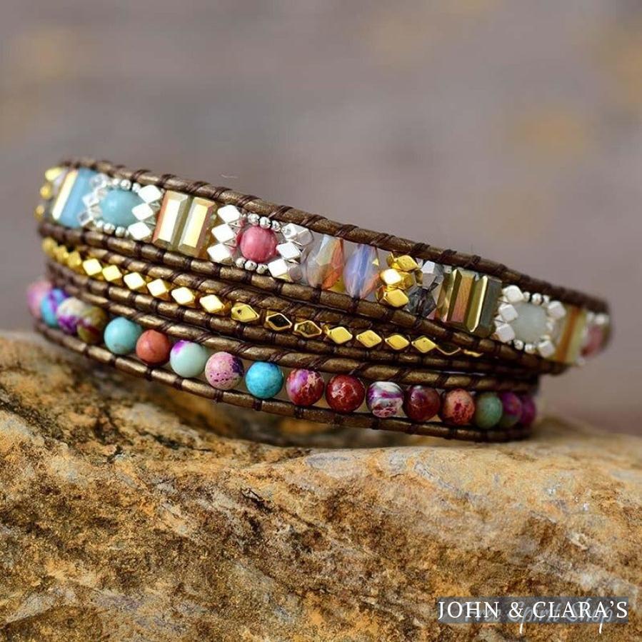 Handmade Purple Jasper Bronze Wrap Bracelet