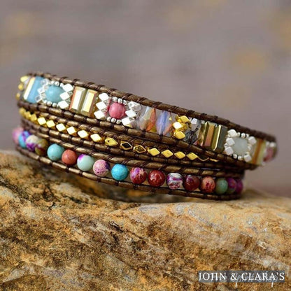 Handmade Purple Jasper Bronze Wrap Bracelet