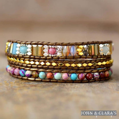 Handmade Purple Jasper Bronze Wrap Bracelet