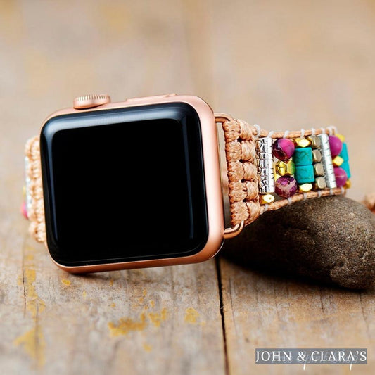 Handmade Purple Jasper & Turquoise Apple Watch Band