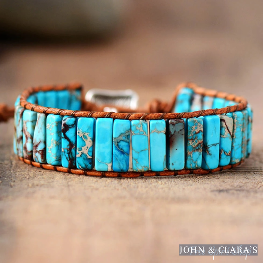 Handmade Turquoise Jasper Stone Tube Bracelet
