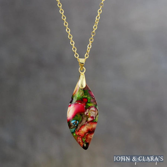 Multi-color Imperial Jasper Pendant Necklace