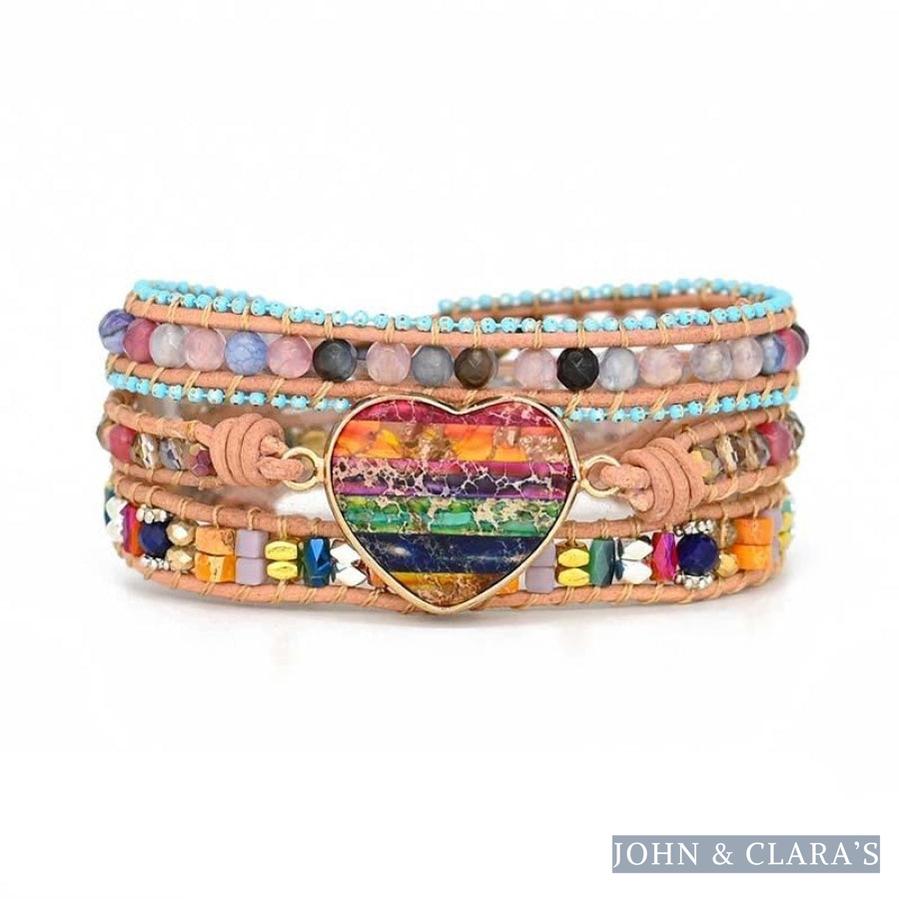 Multi-color Love Beaded Wrap Bracelet
