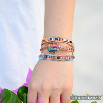Multi-color Love Beaded Wrap Bracelet