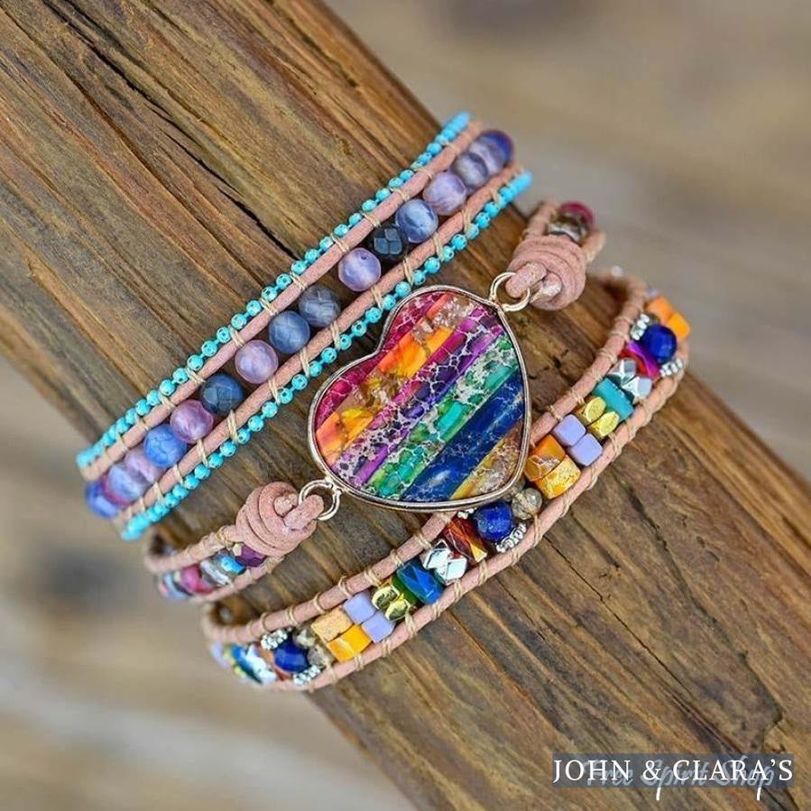 Multi-color Love Beaded Wrap Bracelet