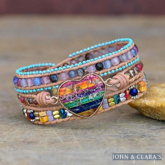 Multi-color Love Beaded Wrap Bracelet