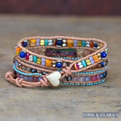 Multi-color Love Beaded Wrap Bracelet