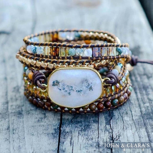 Natural Agate Moonlight & Jasper Wrap Bracelet