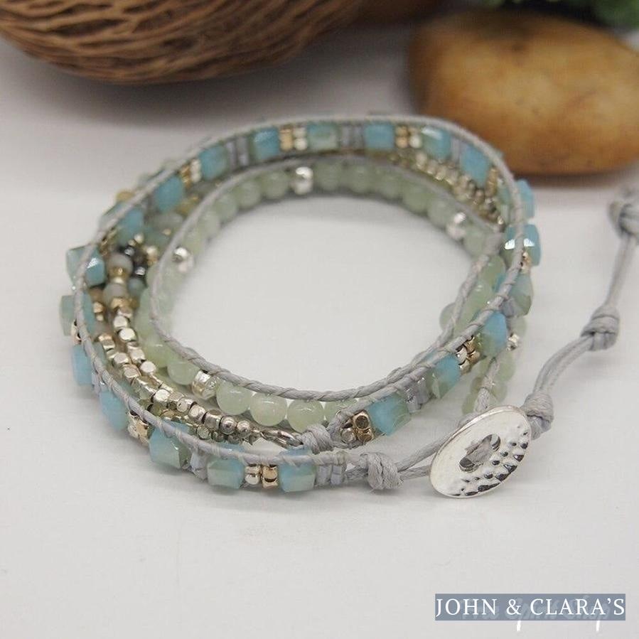 Natural Amazonite & Crystal Beaded Wrap Bracelet