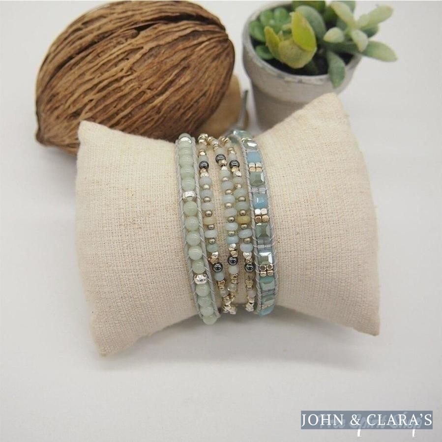 Natural Amazonite & Crystal Beaded Wrap Bracelet