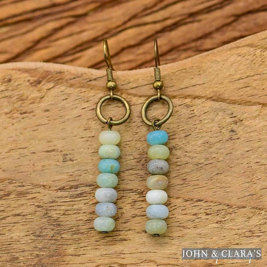 Natural Amazonite Circle Earrings