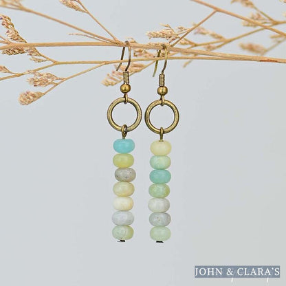 Natural Amazonite Circle Earrings