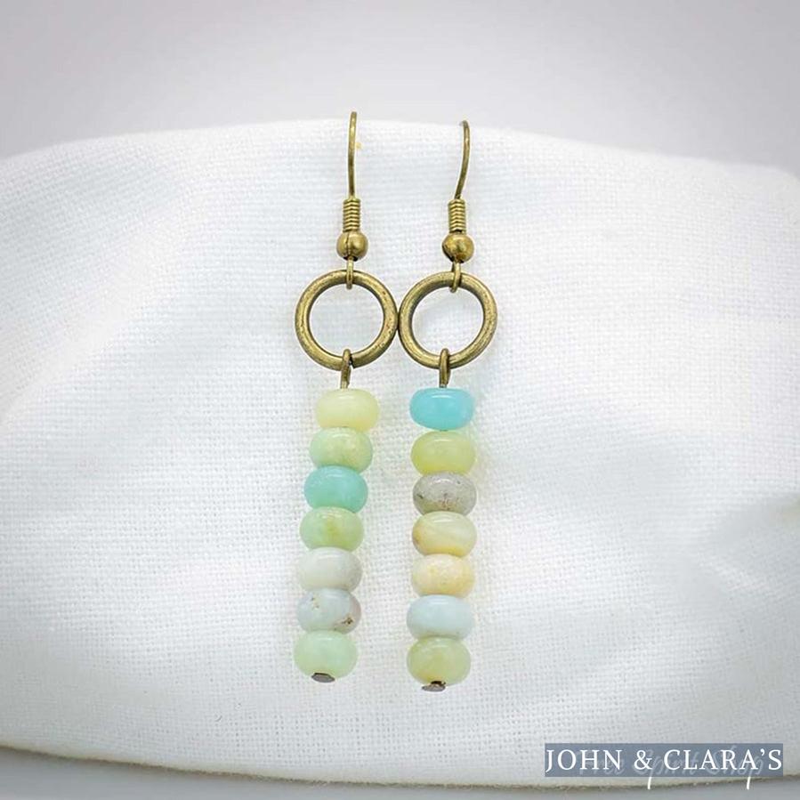 Natural Amazonite Circle Earrings