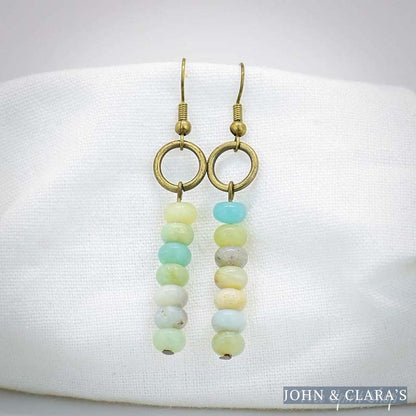 Natural Amazonite Circle Earrings
