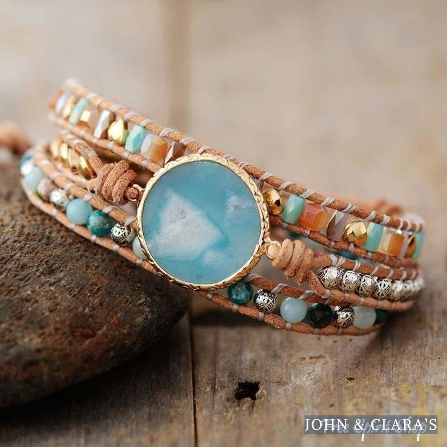 Natural Amazonite Circle Wrap Bracelet