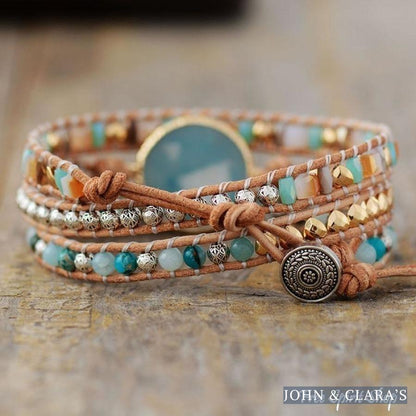 Natural Amazonite Circle Wrap Bracelet