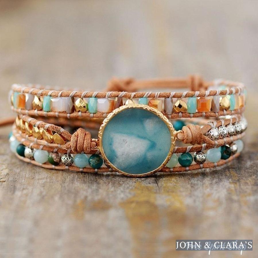 Natural Amazonite Circle Wrap Bracelet