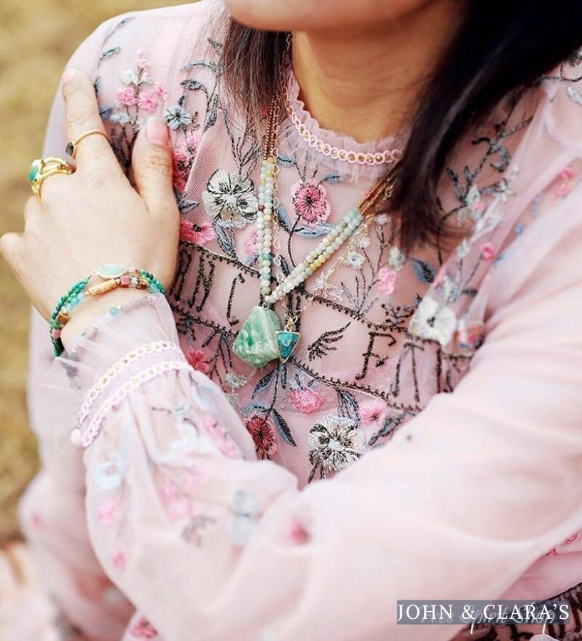 Natural Amazonite Gemstone Two Layer Necklace