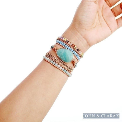 Natural Amazonite & Chain Bead Wrap Bracelet