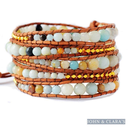 Natural Amazonite Bead Wrap Bracelet