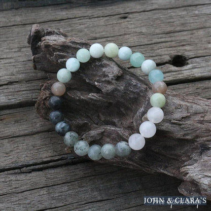 Natural Amazonite Labradorite Aquamarine & Rose Quartz Bead Bracelet