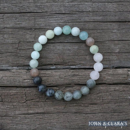 Natural Amazonite Labradorite Aquamarine & Rose Quartz Bead Bracelet