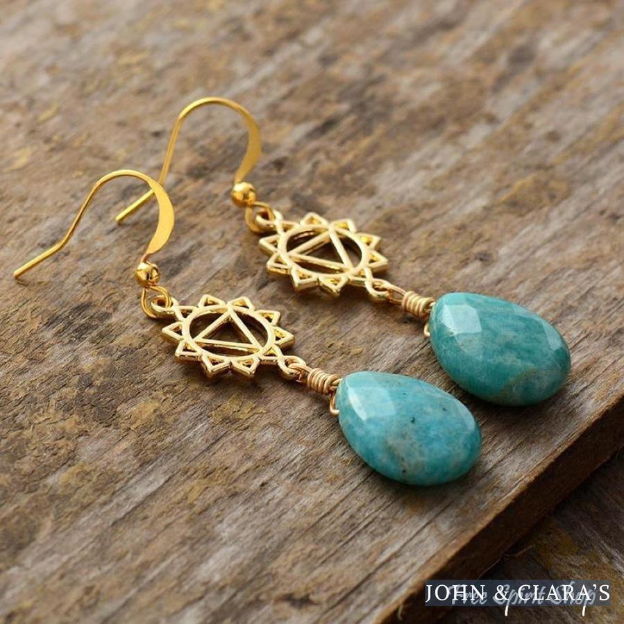 Natural Amazonite Spiritual Chakra Earrings