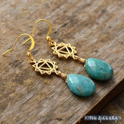 Natural Amazonite Spiritual Chakra Earrings