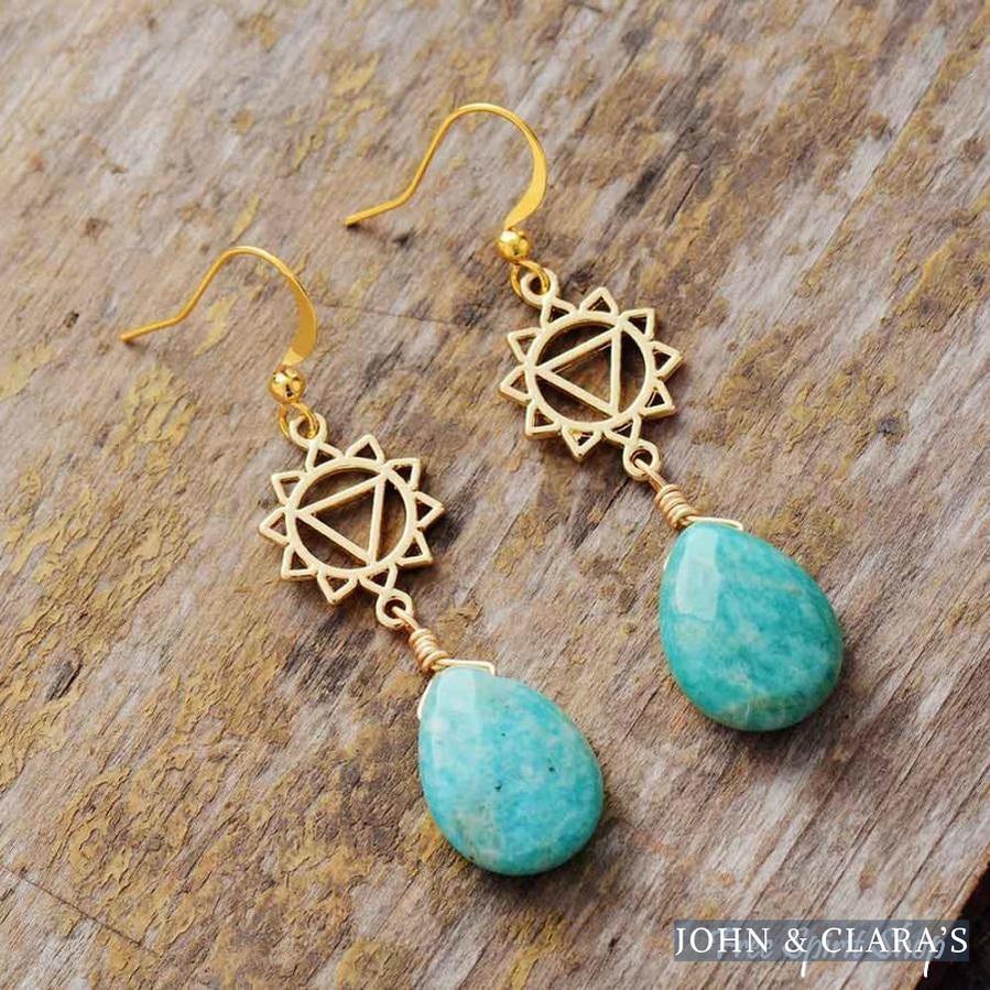 Natural Amazonite Spiritual Chakra Earrings