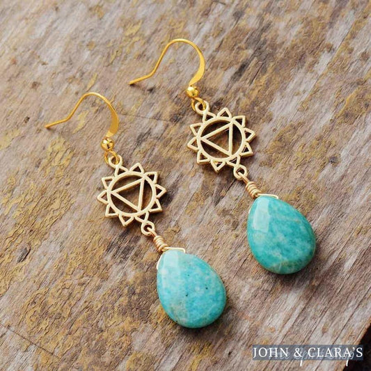 Natural Amazonite Spiritual Chakra Earrings