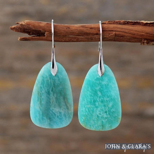 Natural Amazonite Stone Dangle Earrings