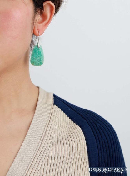 Natural Amazonite Stone Dangle Earrings