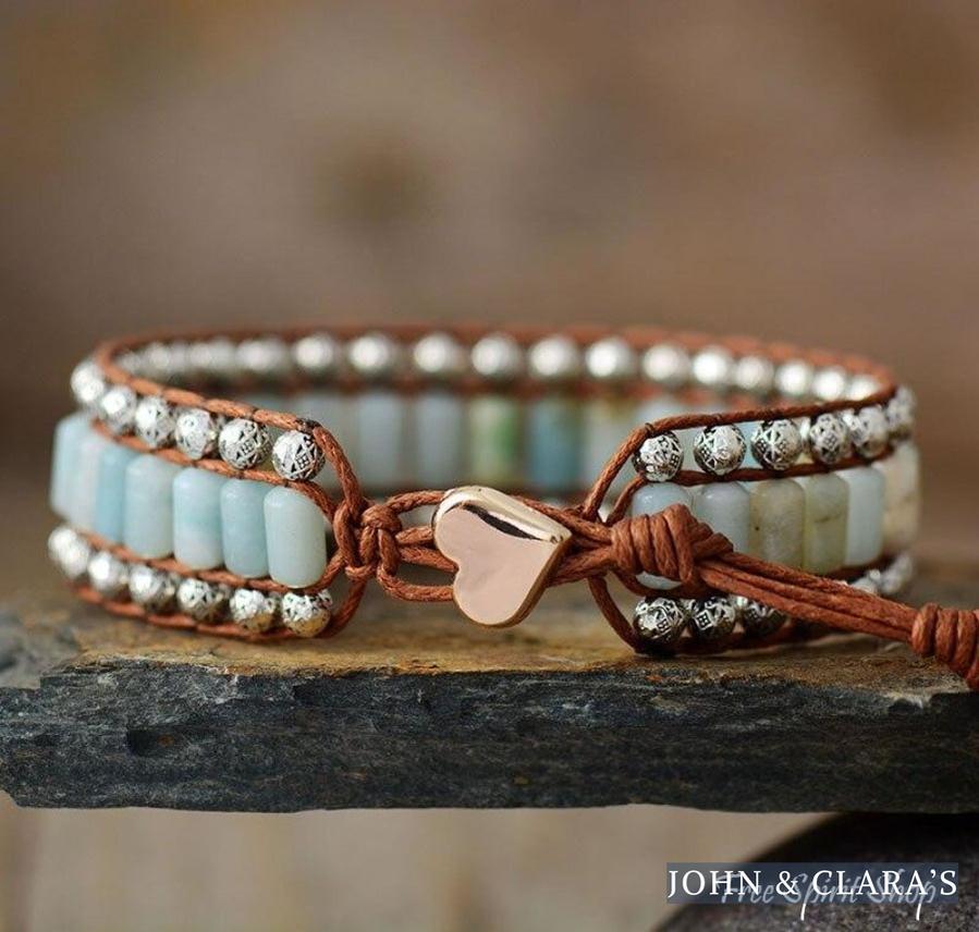 Natural Amazonite & Tibetan Bead Wrap Bracelet