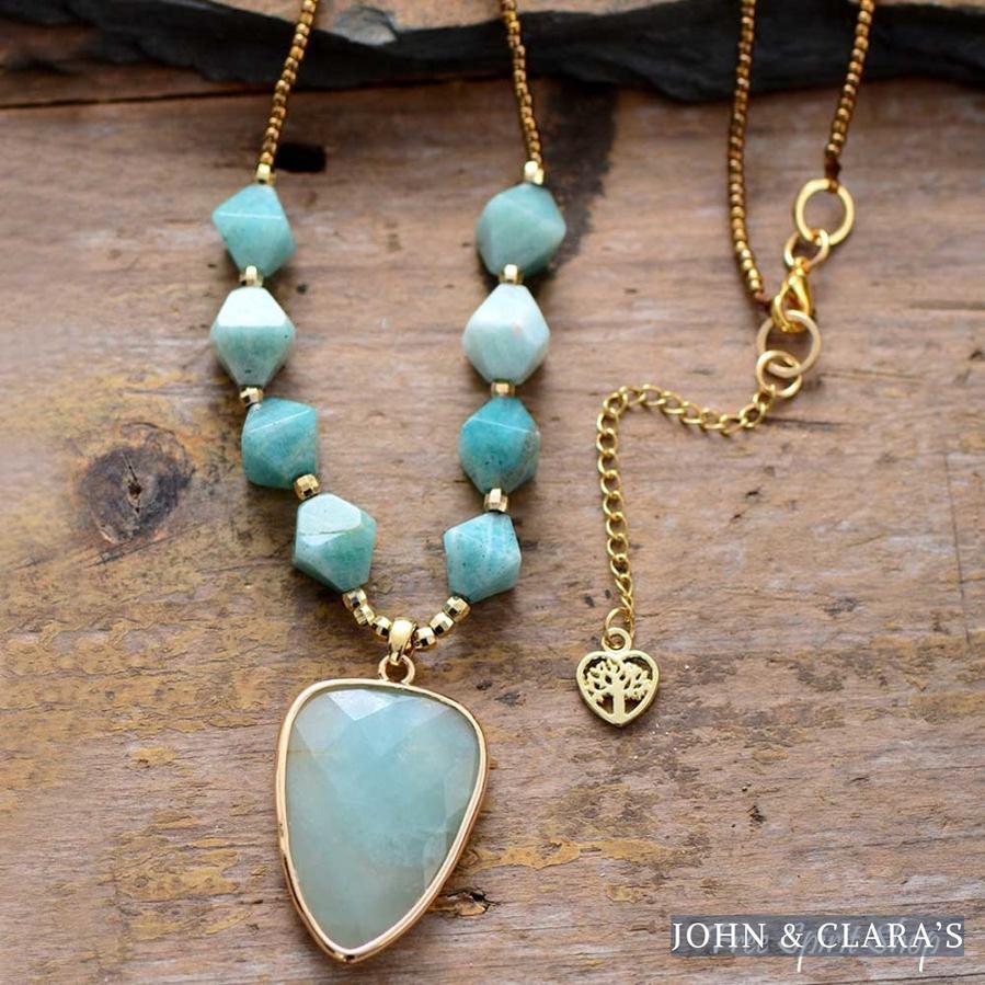 Natural Amazonite & Tree of Life Necklace