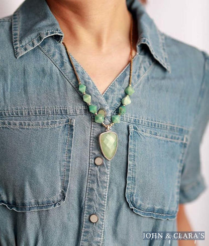 Natural Amazonite & Tree of Life Necklace